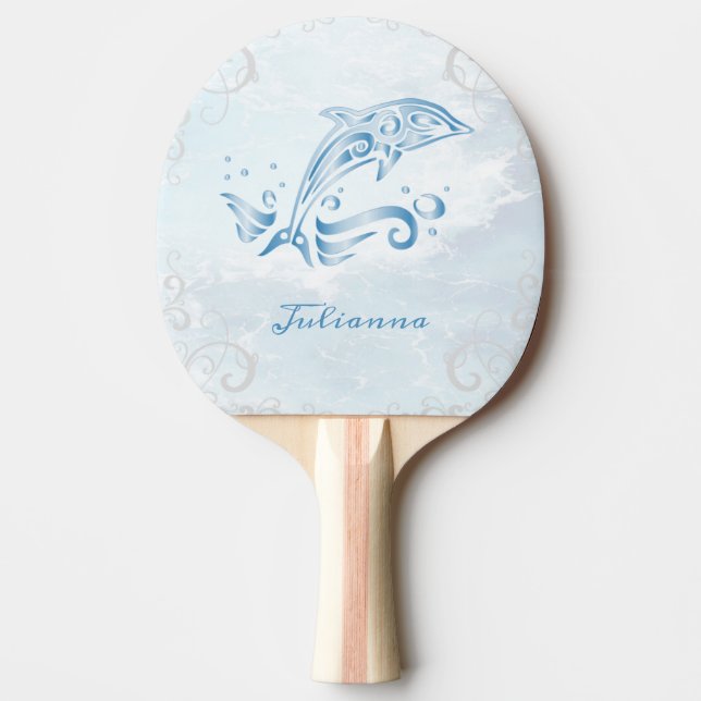 Raquete De Ping Pong Pino Pong Personalizado de Golfinho Azul (Frente)