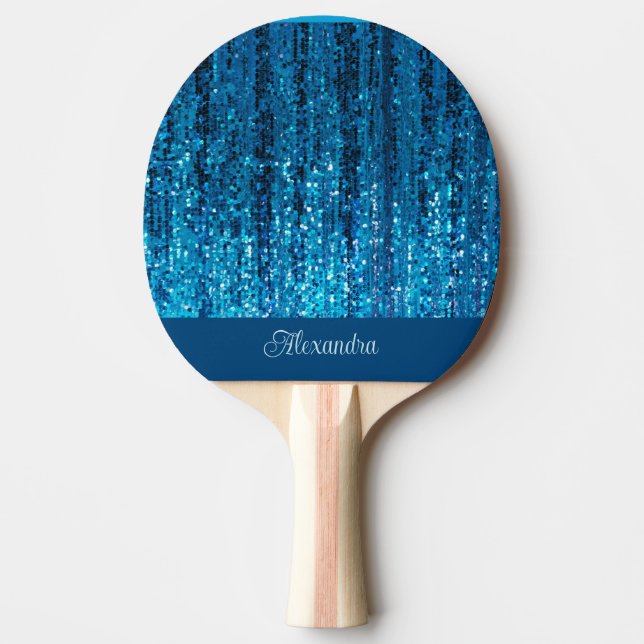 Raquete De Ping Pong Pino Pong Personalizado do Sparkle Azul (Frente)