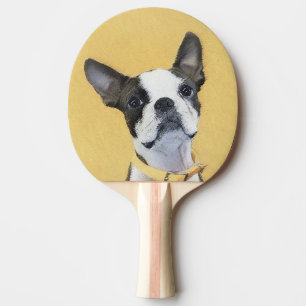 Raquete De Ping Pong Pintura de Boston Terrier - Arte de Cachorro Origi
