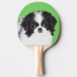 Raquete De Ping Pong Pintura De Cachorro Japonês - Arte Original De Ca