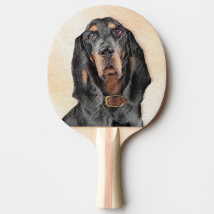 Raquete De Ping Pong Pintura de Contorno Preto e Tan - Arte Original pa