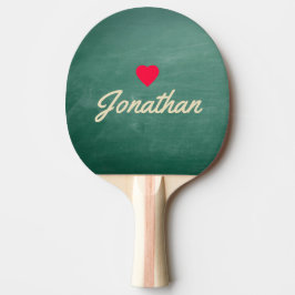 Raquete De Ping Pong Pintura de Giz Verde Antigo Coração Assinatura