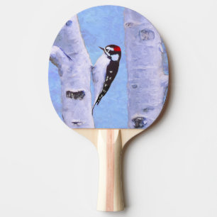 Raquete De Ping Pong Pintura de pica-pau Downy - Arte de Pássaro Origi