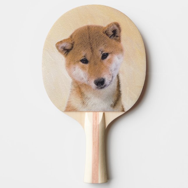 Raquete De Ping Pong Pintura de Shiba Inu (Vermelho) - Arte de Cachorro (Frente)