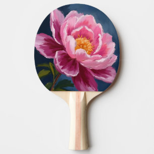 Raquete De Ping Pong Pintura em Aquarela Floral de Flor Rosa
