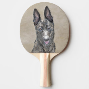 Raquete De Ping Pong Pintura em Shepherd Holandês - Arte em Cachorro Or