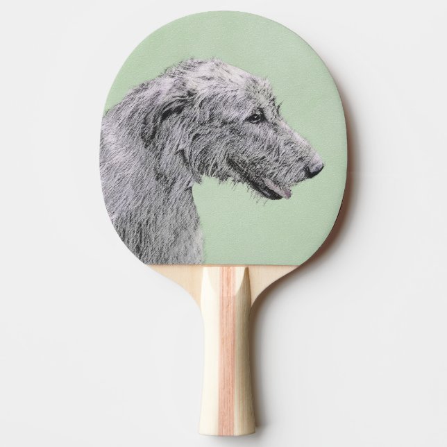 Raquete De Ping Pong Pintura em Wolfhound Irlandês - Arte em Cachorro O (Frente)