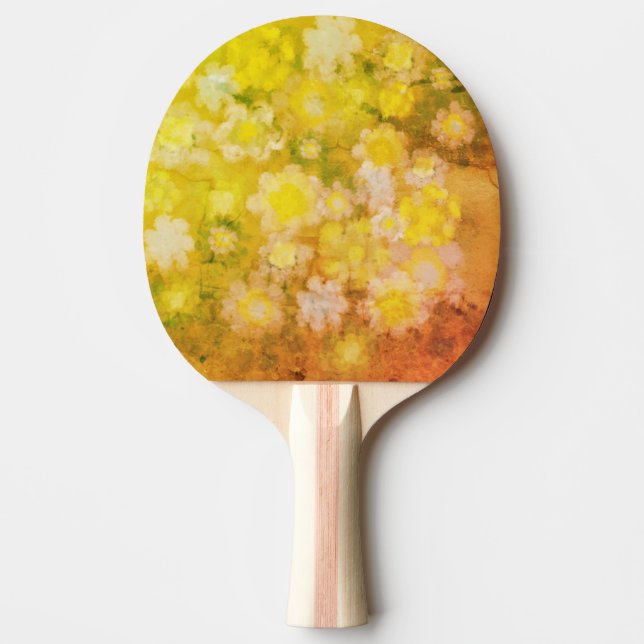 Raquete De Ping Pong Pintura por Aquarela com Abstrato Floral Retro Sal (Frente)