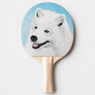 Raquete De Ping Pong Pintura Samoyed - Arte Cachorosa Original