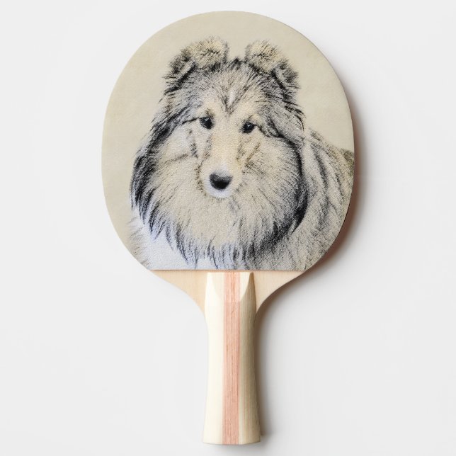 Raquete De Ping Pong Pintura Shetland Sheepdog - Arte Cachorreira Origi (Frente)