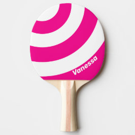 Raquete De Ping Pong Pirulito Rosa Retro com Três Listras de Círculo e
