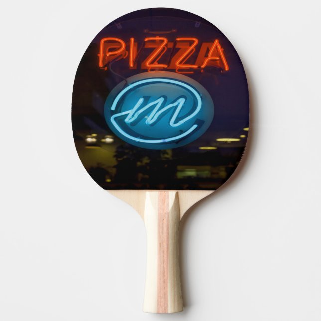 Raquete De Ping Pong Pizza - Sinal de Neon (Frente)