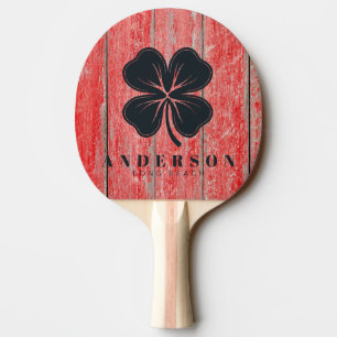 Raquete De Ping Pong Placa de celeiro vermelho trevo de quatro folhas c