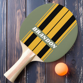 Raquete De Ping Pong Placa Olive Nightlight com Listras e Nome