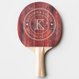 Raquete De Ping Pong Placas de Celeiro Distress Monograma de Casamento