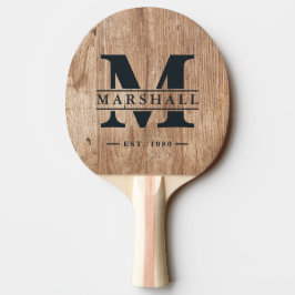 Raquete De Ping Pong Placas de Madeira Flutuante Monograma e Nome Sobre