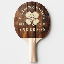 Raquete De Ping Pong Placas de Mancha de Verniz Brasão de Casamento Iri