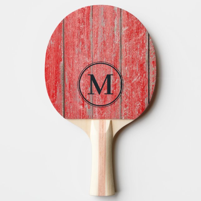 Raquete De Ping Pong Placas Monograma Red Barn (Verso)