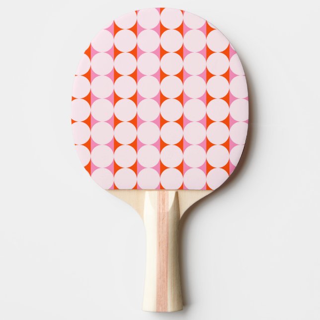 Raquete De Ping Pong Playful Dots & Stripes - red and pink (Frente)