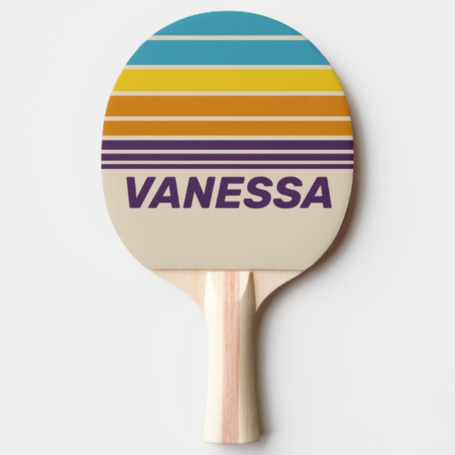 Raquete De Ping Pong Plum Dust Rainbow Horizon Striping with Name (Frente)