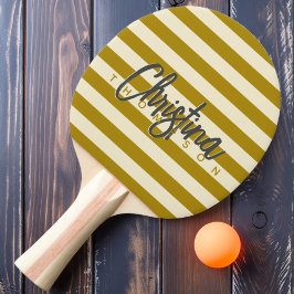 Raquete De Ping Pong Polo Deserto Meados do Século Sage Pintado Nome