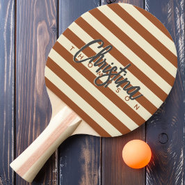 Raquete De Ping Pong Polo do Deserto de Meados do Século Pintado Nome d