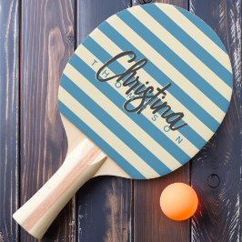 Raquete De Ping Pong Polo Meados do Século Aqua Splash Pintado Nome