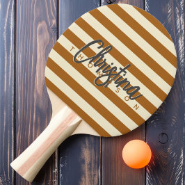 Raquete De Ping Pong Polo Meados do Século Areia Queimada Pintado Nome