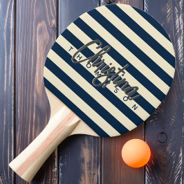 Raquete De Ping Pong Polo Meados do Século Azul Marinho Pintado Nome