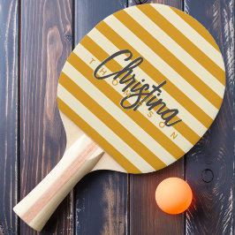Raquete De Ping Pong Polo Meados do Século Burnt Buttercup Pintado Nome