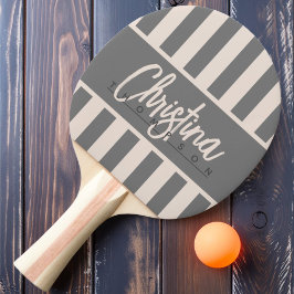Raquete De Ping Pong Polo Meados do Século Listras de Bala Rosa Castelo
