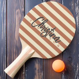Raquete De Ping Pong Polo Meados do Século Rosa Pálido Pintado Nome