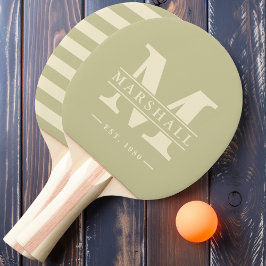 Raquete De Ping Pong Polo Monograma e Nome Overlay Dust Sage
