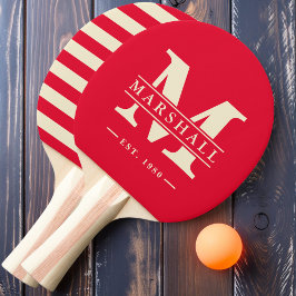 Raquete De Ping Pong Polo Monograma e Nome Overlay Rosa Colheita de Cer