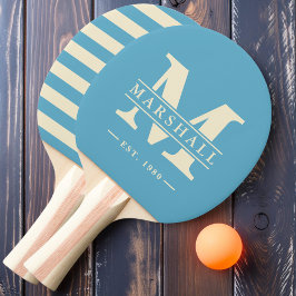 Raquete De Ping Pong Polo Monograma e Nome Sobreposto Aqua Sky