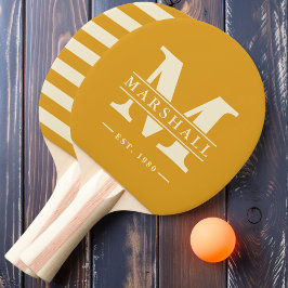 Raquete De Ping Pong Polo Monograma e Nome Sobreposto Burnt Buttercup