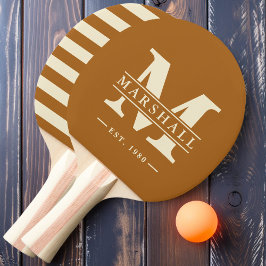 Raquete De Ping Pong Polo Monograma e Nome Sobreposto Burnt Sand