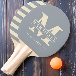 Raquete De Ping Pong Polo Monograma e Nome Sobreposto Cinza-Rocha