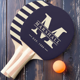 Raquete De Ping Pong Polo Monograma e Nome Sobreposto Midnight Ocean