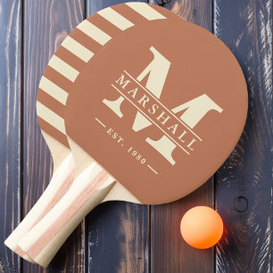 Raquete De Ping Pong Polo Monograma e Nome Sobreposto Rosa Pálido