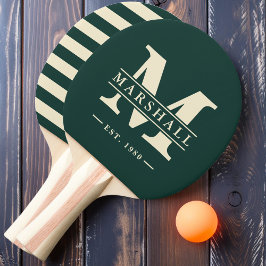 Raquete De Ping Pong Polo Verde Musgo com Sobreposição de Monograma e N