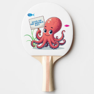 Raquete De Ping Pong Polvo de desenho animado com peixe