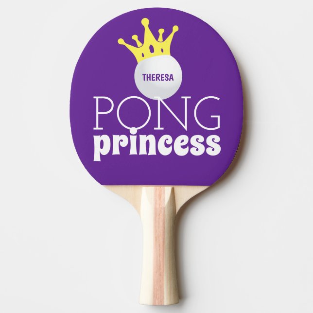 Raquete De Ping Pong Pong Princesa Roxo Nome Personalizado (Frente)