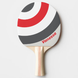 Raquete De Ping Pong Ponta de Asa Dividida Vintage com Círculo e Listra