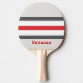 Raquete De Ping Pong Ponta de Asa Dividida Vintage com Listras e Nome