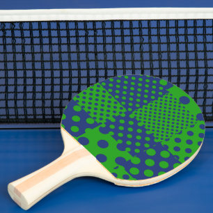 Raquete De Ping Pong Pontos Polka Azuis Verdes Remendados