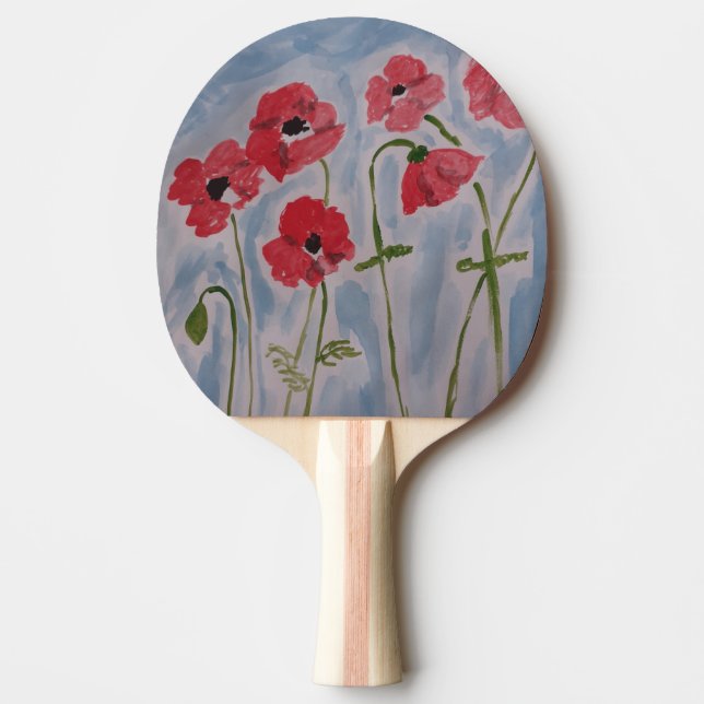Raquete De Ping Pong Poppies Vermelhos Selvagens (Frente)