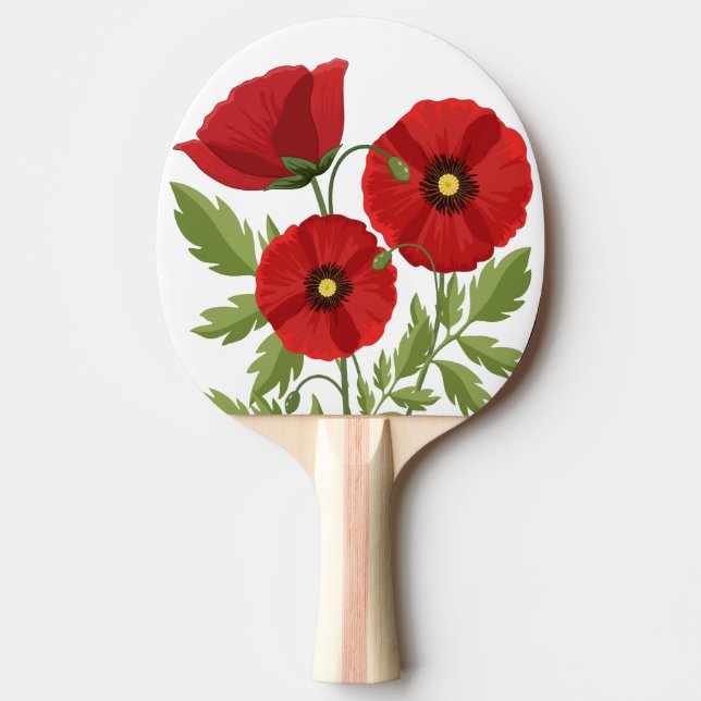 Raquete De Ping Pong Poppy alegre Flores de Verão (Frente)