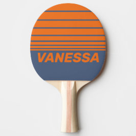 Raquete De Ping Pong Pôr do Sol Retrô Faixa do Horizonte Três e Nome