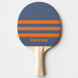 Raquete De Ping Pong Pôr do Sol Retrô na Orla Três Listras e Nome